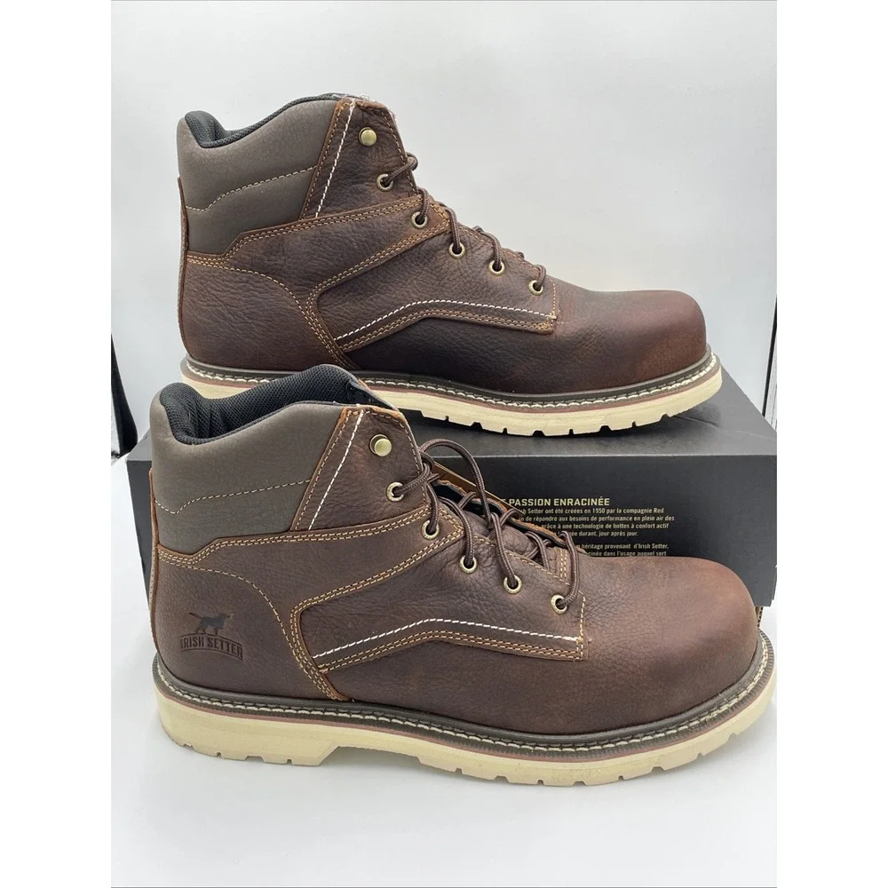 Irish Setter Red Wing Kittson Steel‎ Toe Work Boots Brown Leather Mens Size 14 D